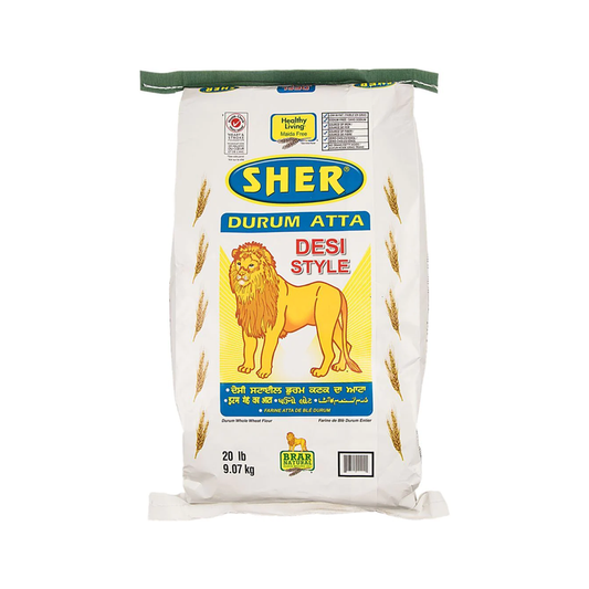 SHER DURUM WHEAT FLOUR (DESI STYLE-GREEN) 20 LB