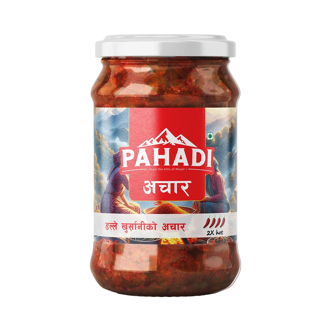 Pahadi Akabare Khursani Achar 380 GM-Glass Jar