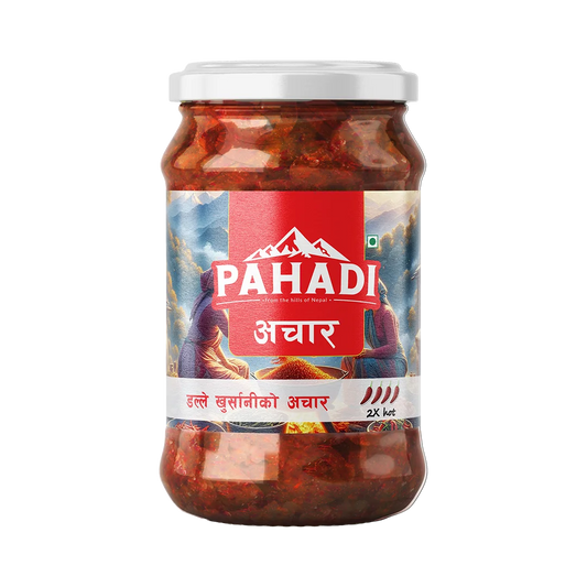 Pahadi Akabare Khursani Achar 380 GM-Glass Jar