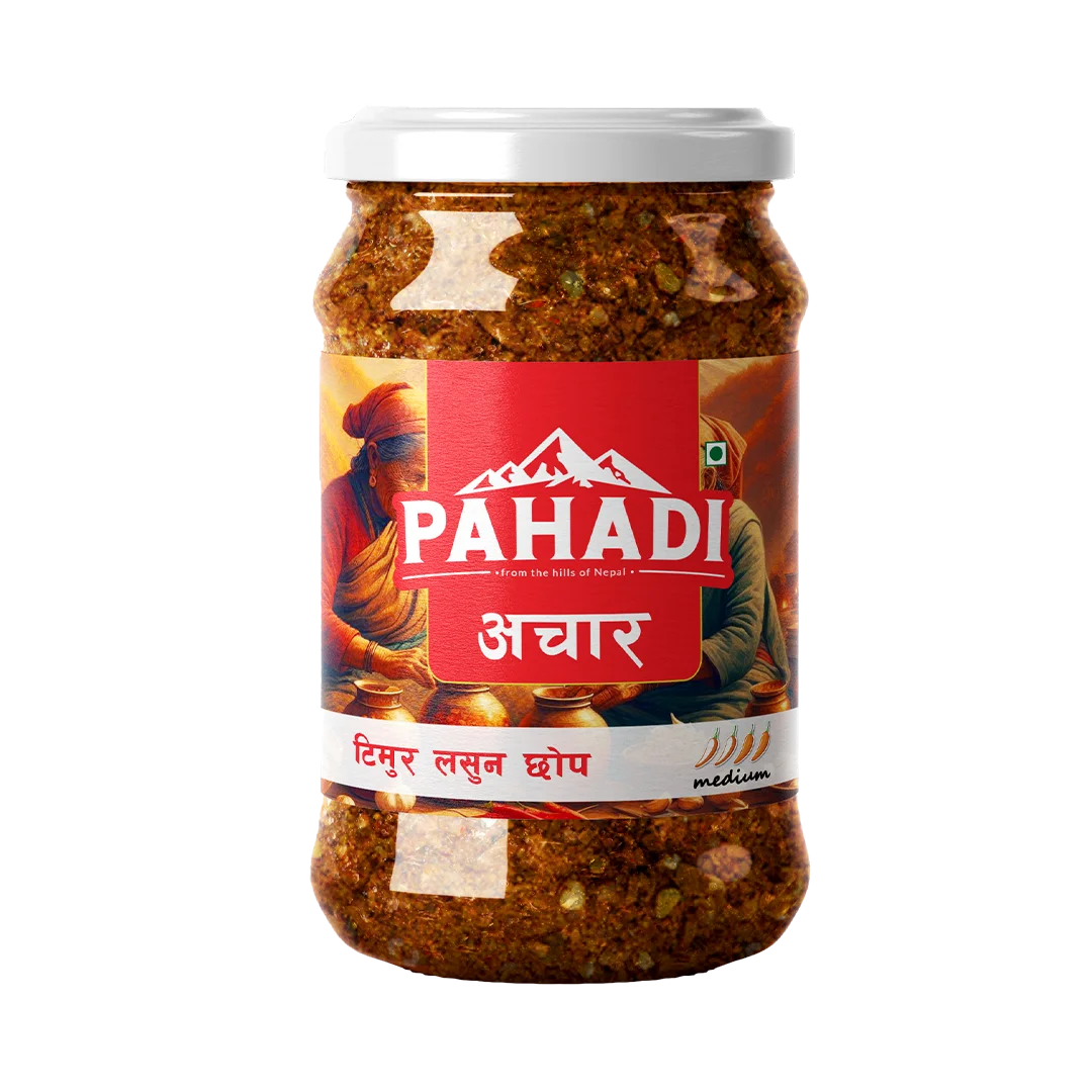 Pahadi Timur Lasun Chop Achar 200GM-Glass Jar